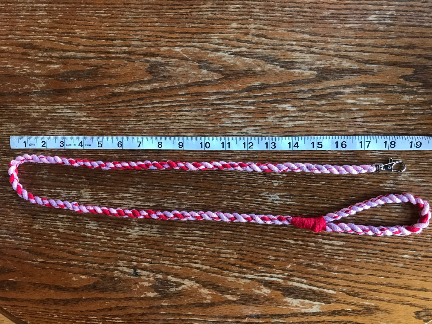Hobby horse lead rope with handle: mix of red, purple and pink, hobby horse tack, hobby horse accessories