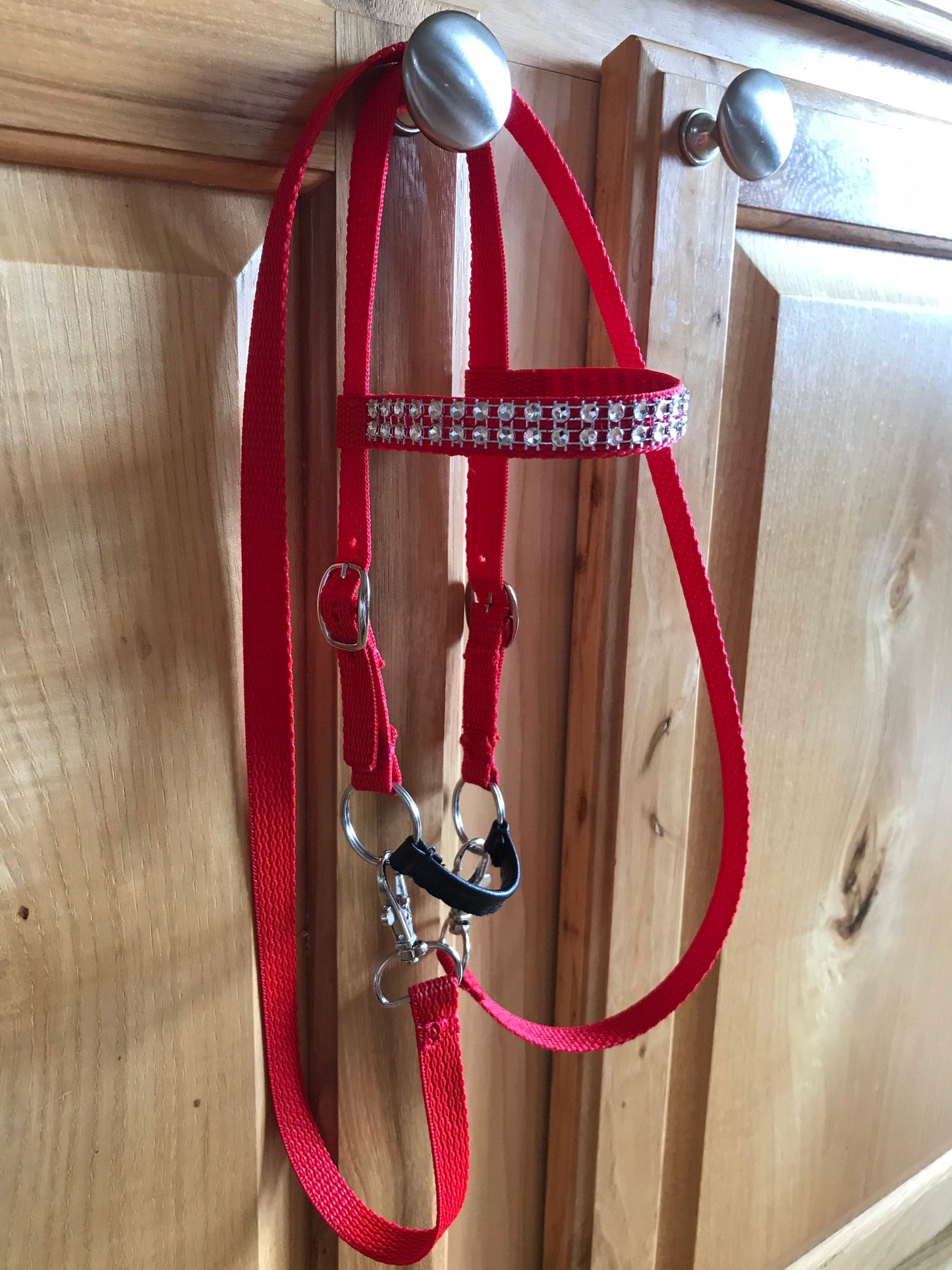 Hobby horse bridle hanging off a door nob