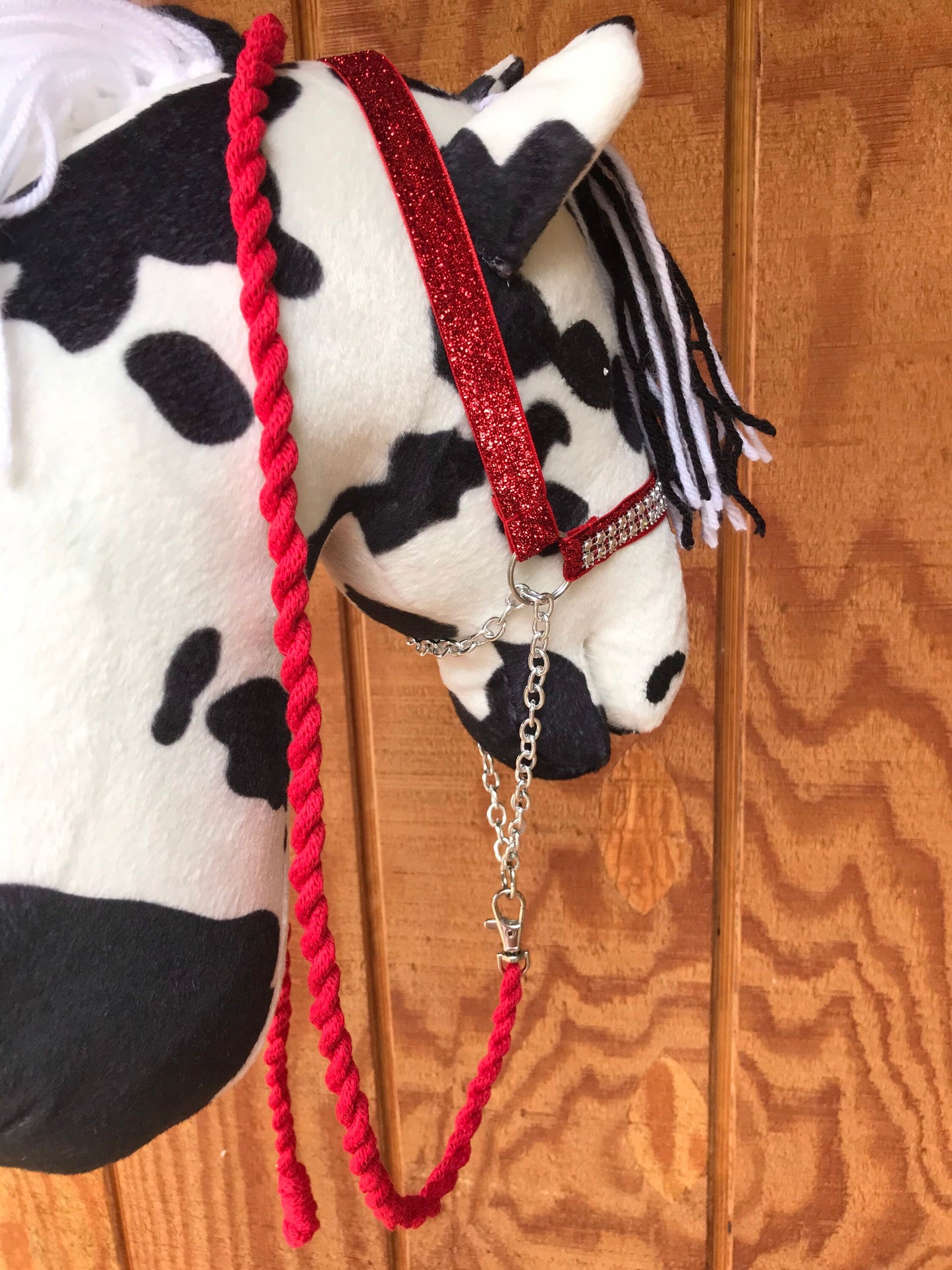 Hobby horse show halter&lead red with bling, Hobby horse tack, Hobby horse accessories, Limited edition Christmas hobby horse tack