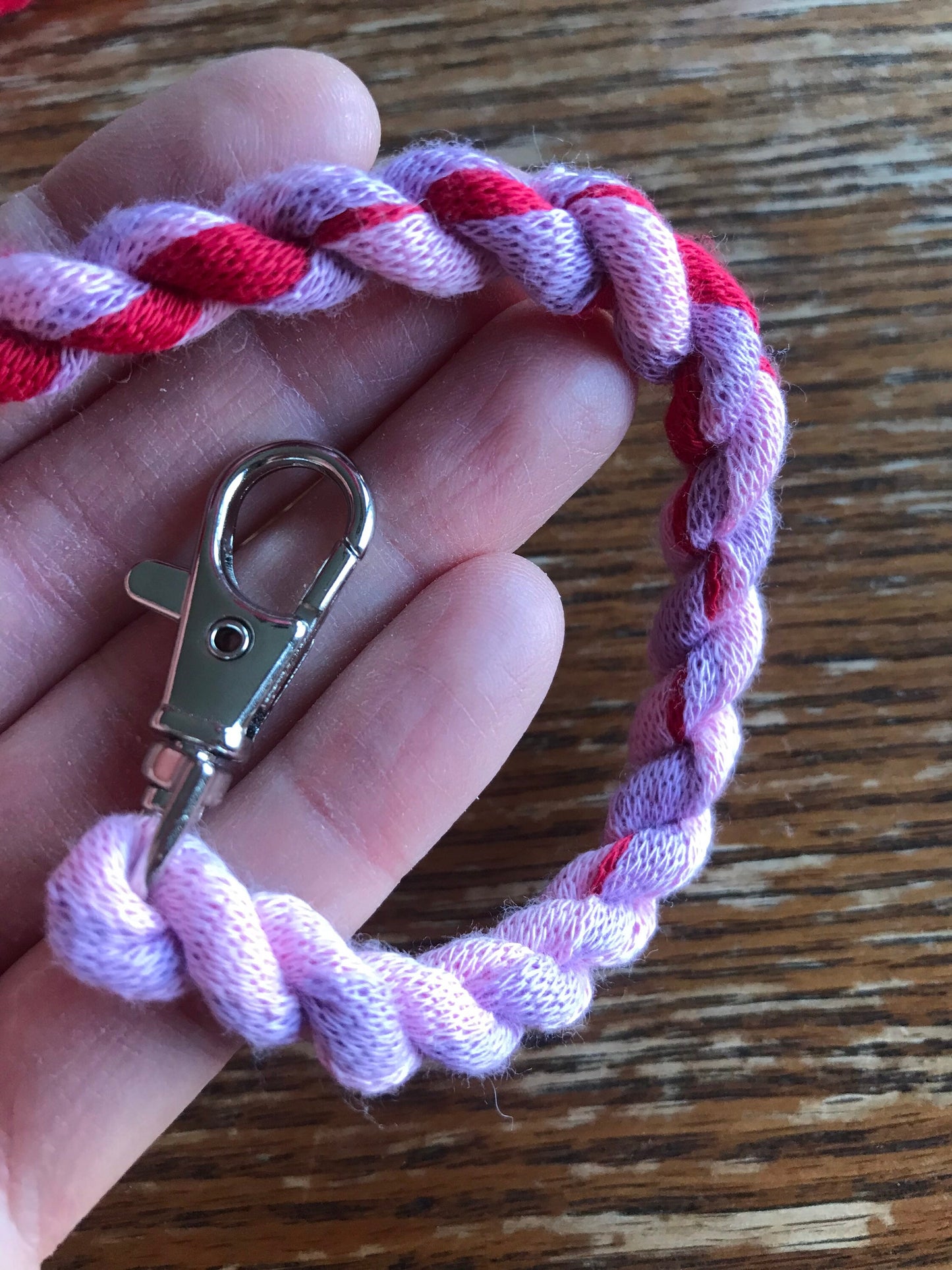 Hobby horse lead rope with handle: mix of red, purple and pink, hobby horse tack, hobby horse accessories