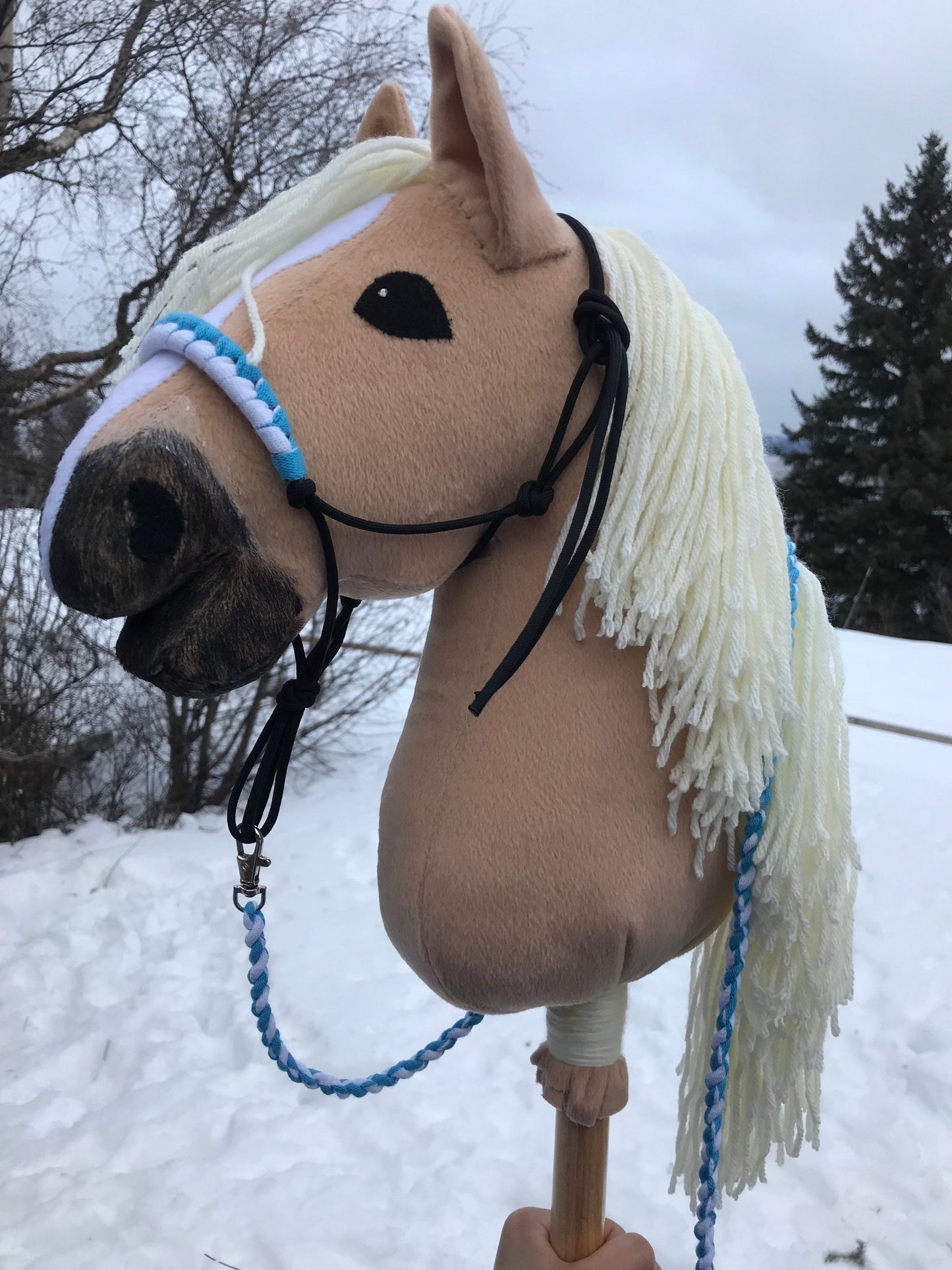 Hobby horse palomino, hobby horse light brown, beige, free shipping in the USA, stick horse