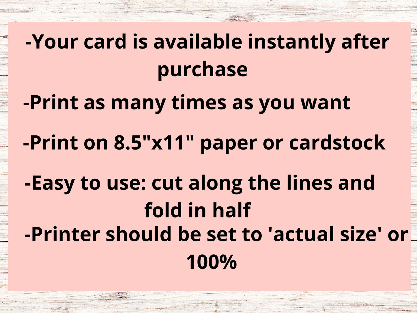 Printable Happy Birthday card download instructions on a pink background