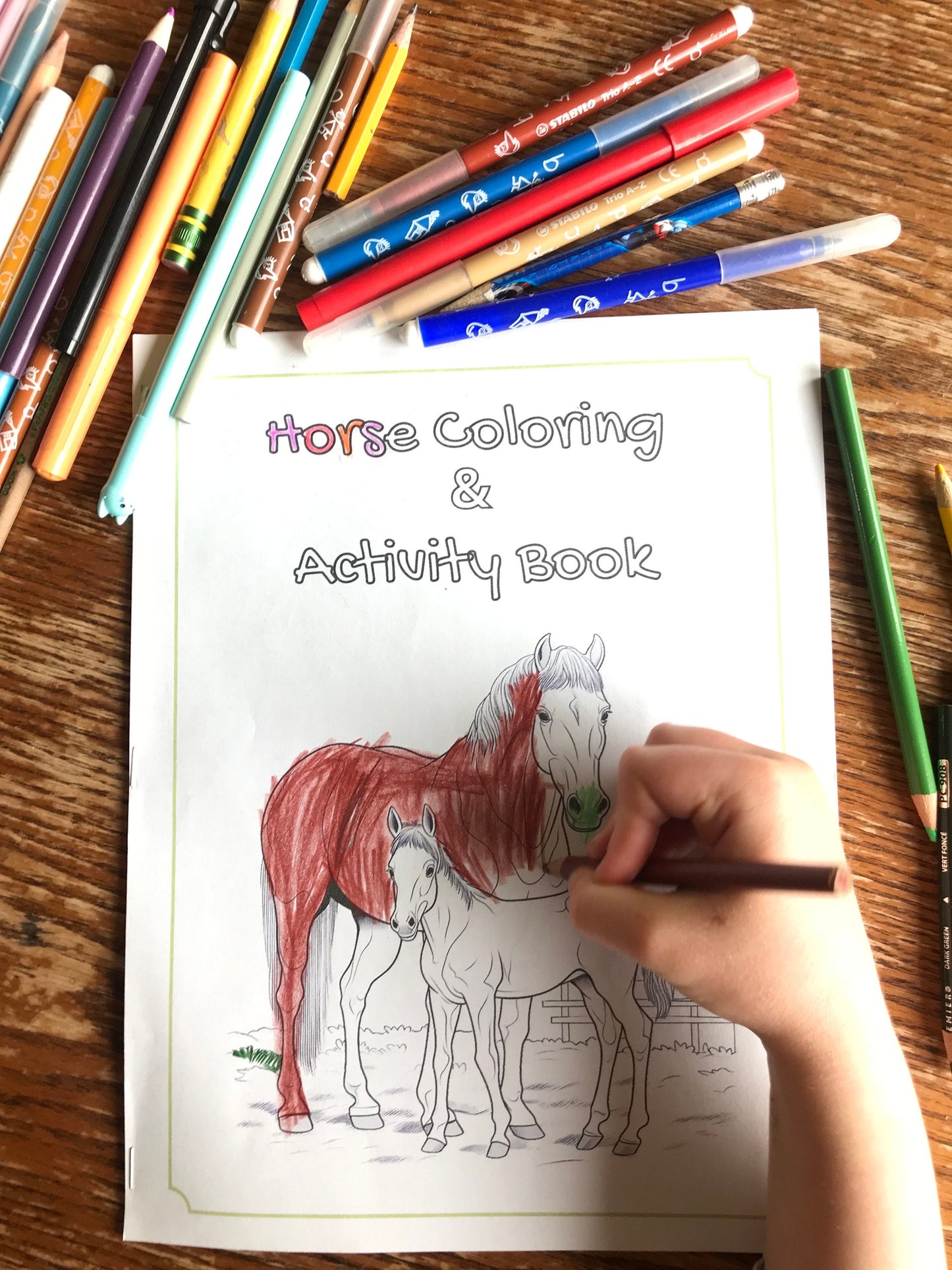 Printable horse coloring&activity book for kids, horse camp activity booklet, horse workbook, digital horse activity sheets for kids