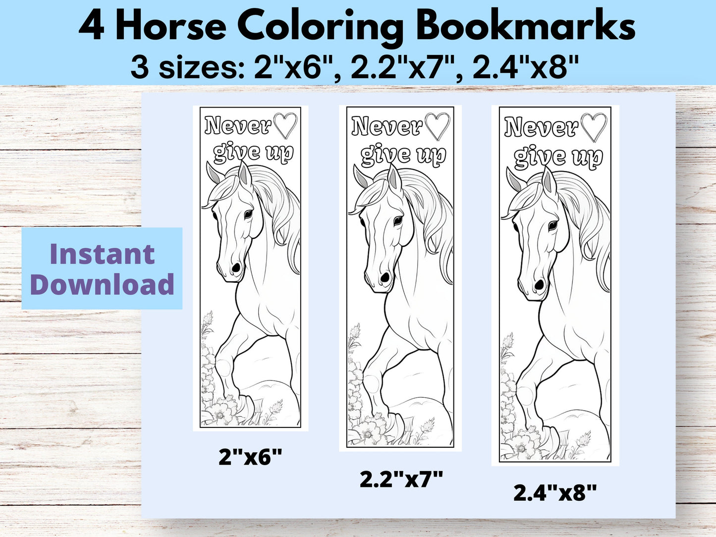 showing different bookmars size options