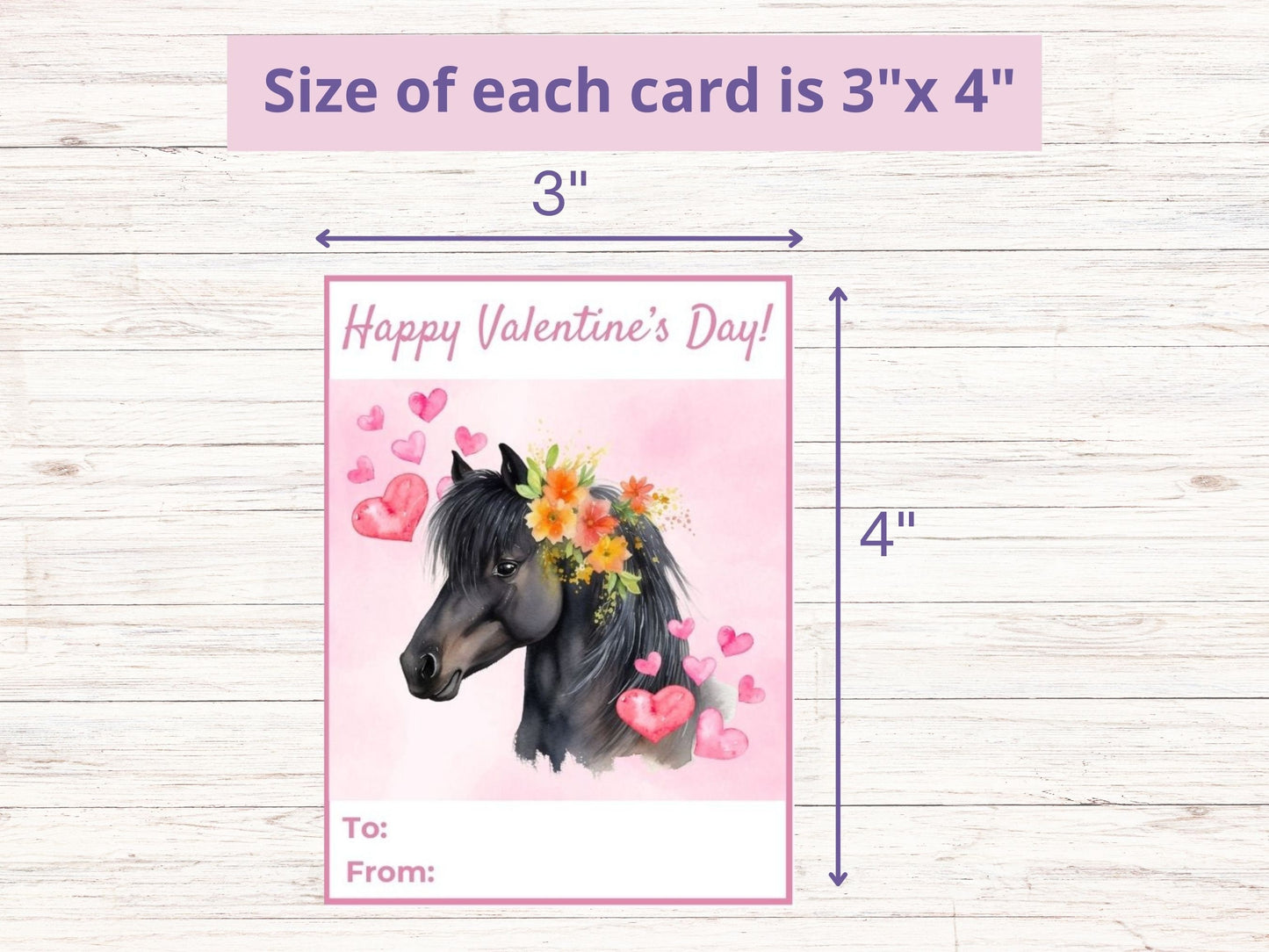 6 Printable Horse Valentines Cards, Classroom Valentine Cards Horse Greeting Cards kids, Valentine Cards for Kids Classroom, Equestrian Card