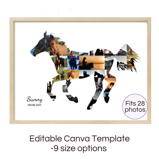 Horse photo picture collage custom frame editable template