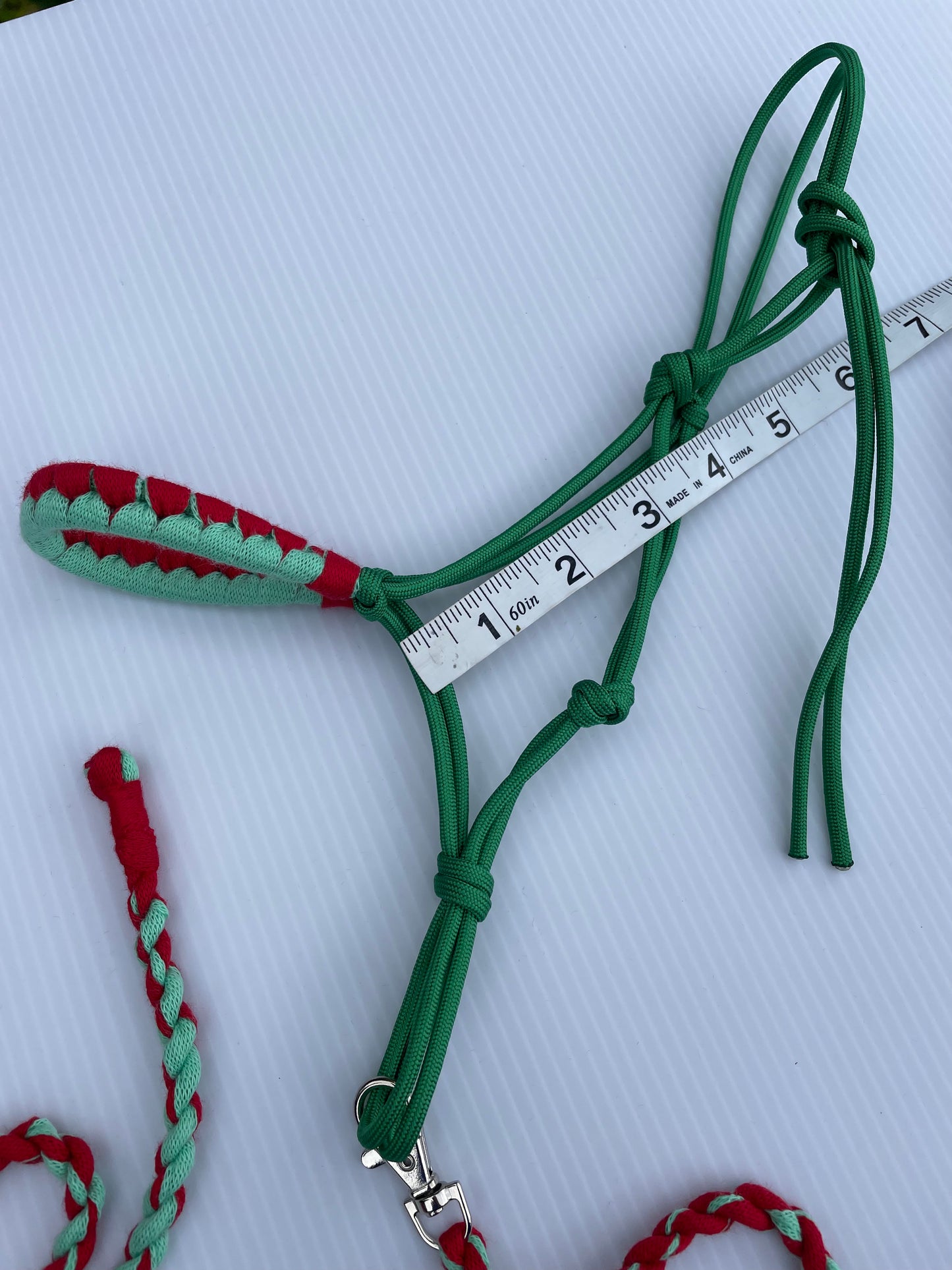 hobby horse rope halter and lead rope green and red