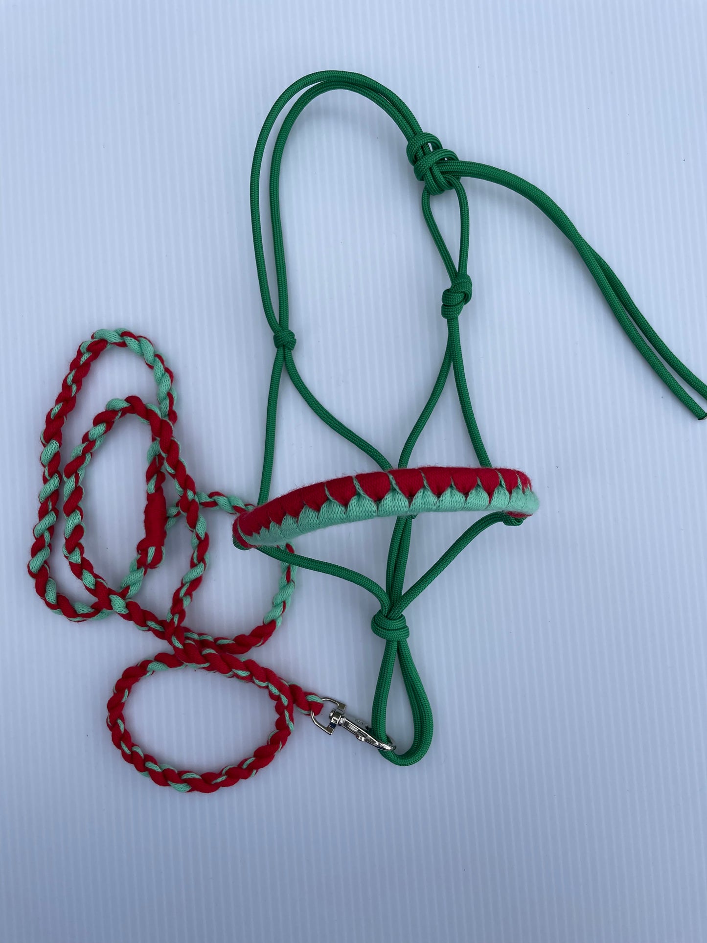 hobby horse rope halter and lead rope green and red