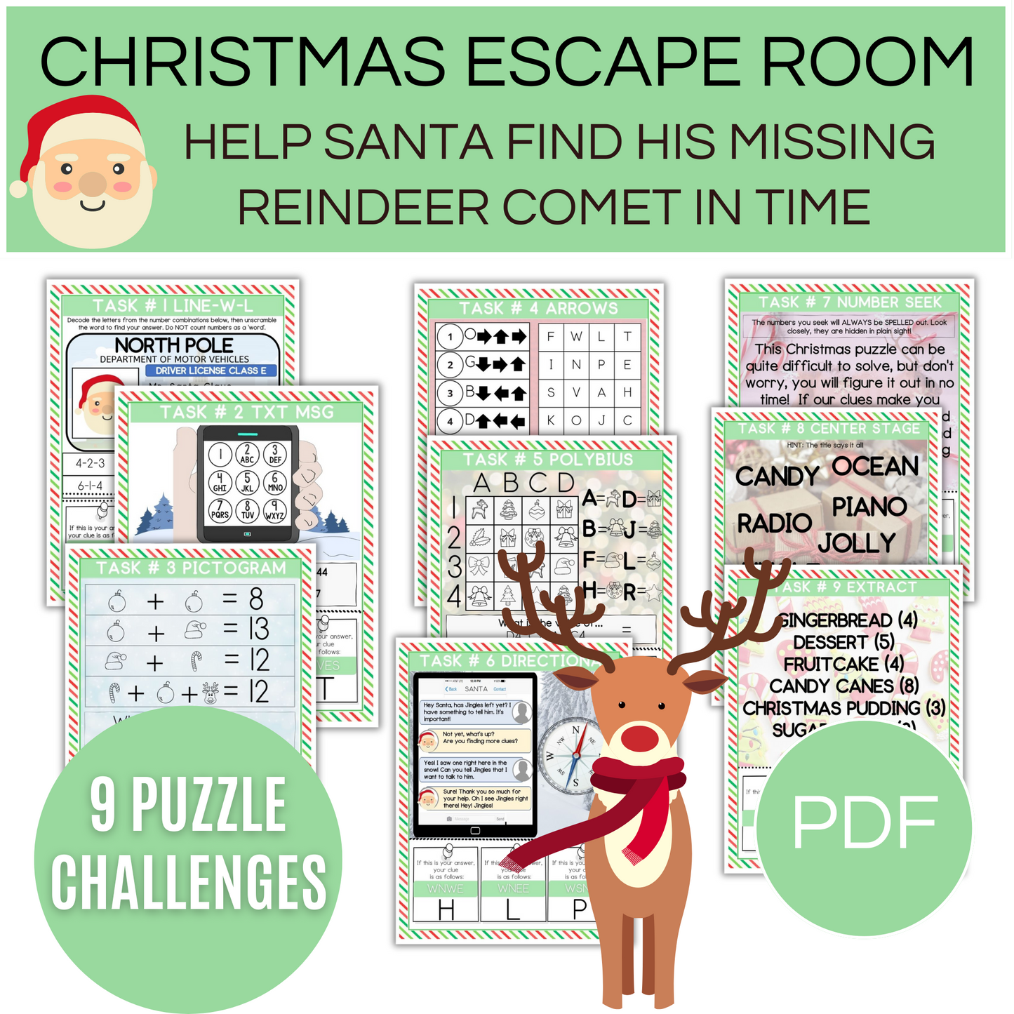 Christmas Escape room game for kids: Help Santa find his missing reindeer Comet in time