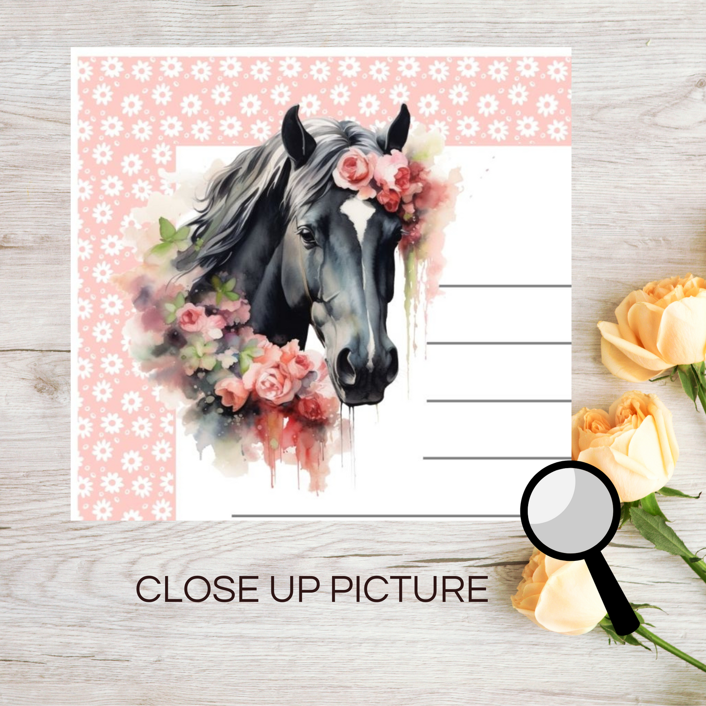 close up picture of horse stationery paper
