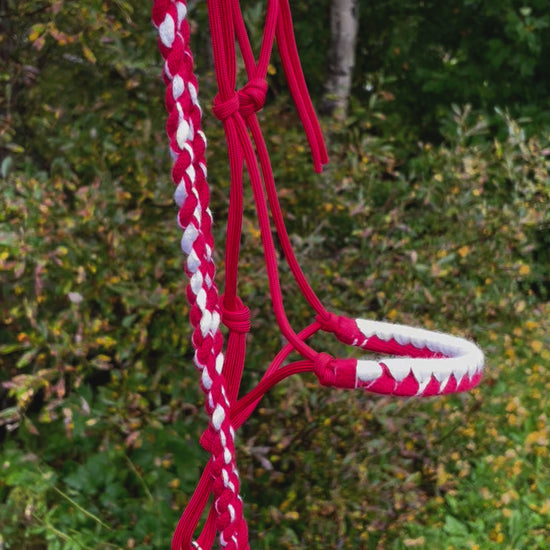 hobby horse rope halter and lead rope red and white