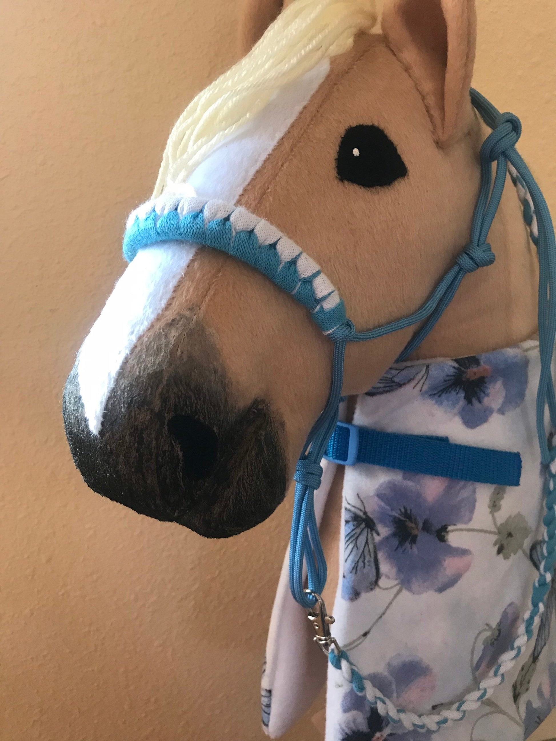 Hobby horse tack set rope halter+blanket+lead rope blue free shipping, hobby horse accessories