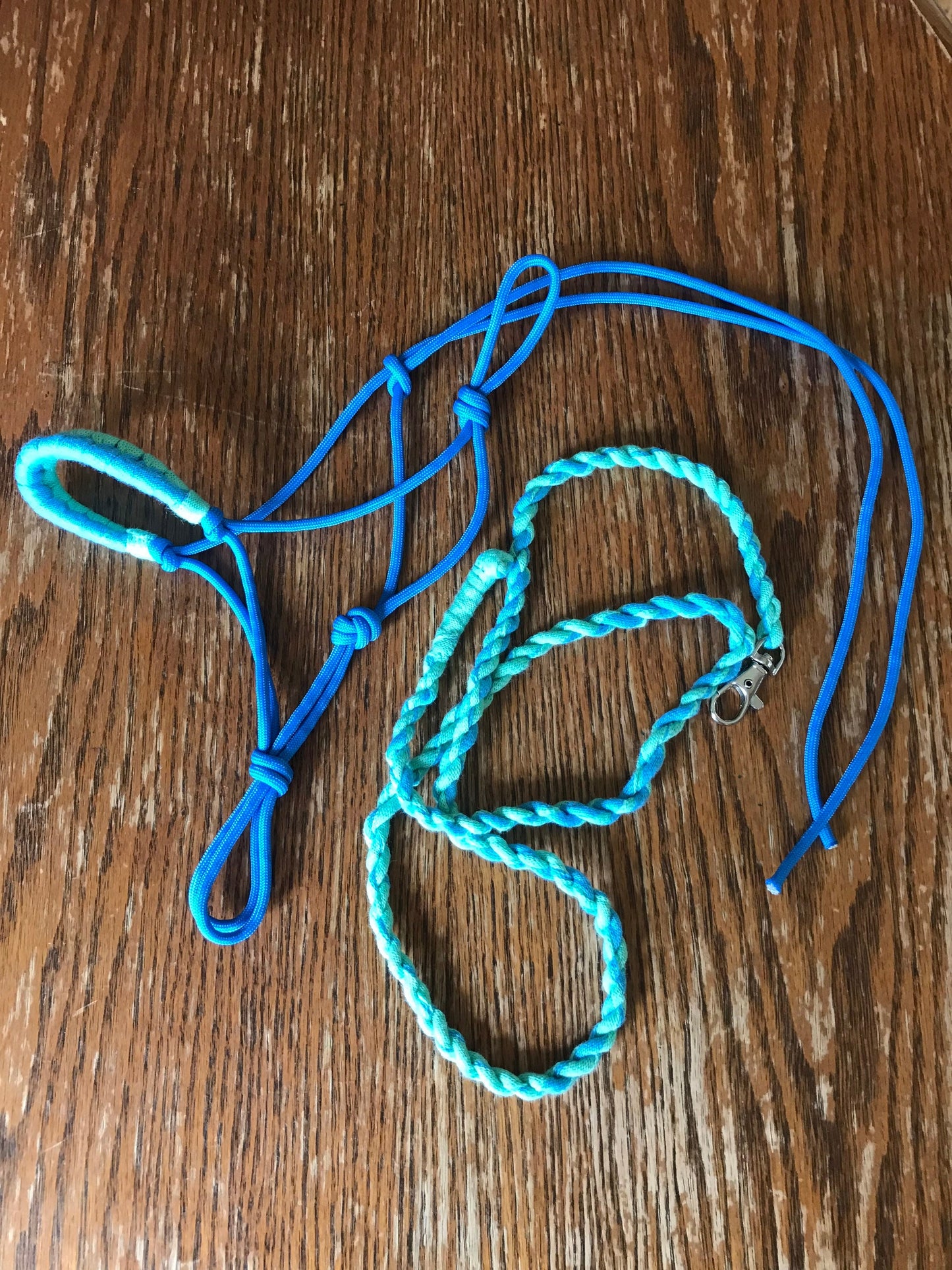 Hobby horse rope halter and lead rope set blue mint green