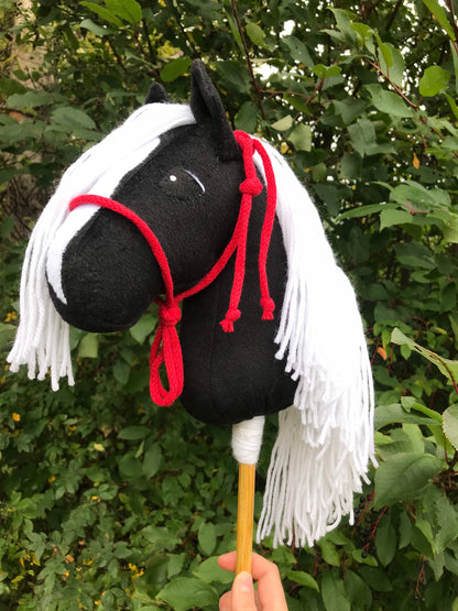 Hobby horse mini pony black, hobby horse black, stick horse small, horse mascot small, free shipping in the USA
