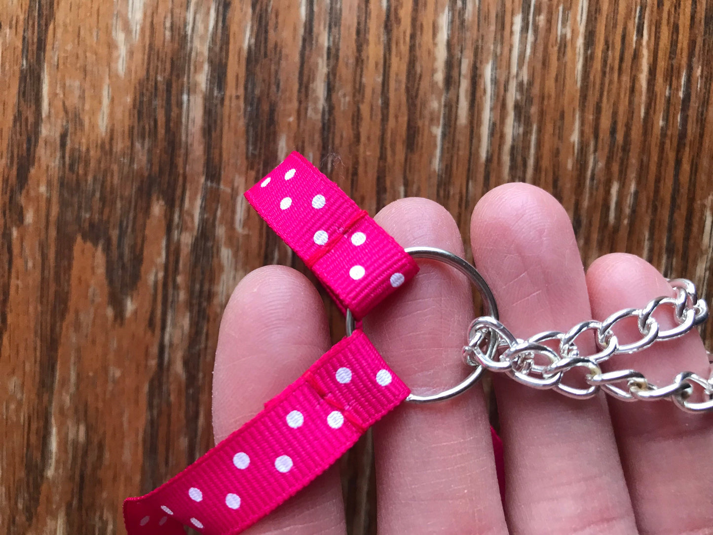 Hobby horse show halter dark pink/red with white dots and lead rope, hobby horse tack, hobby horse halter, hobby horse accessories