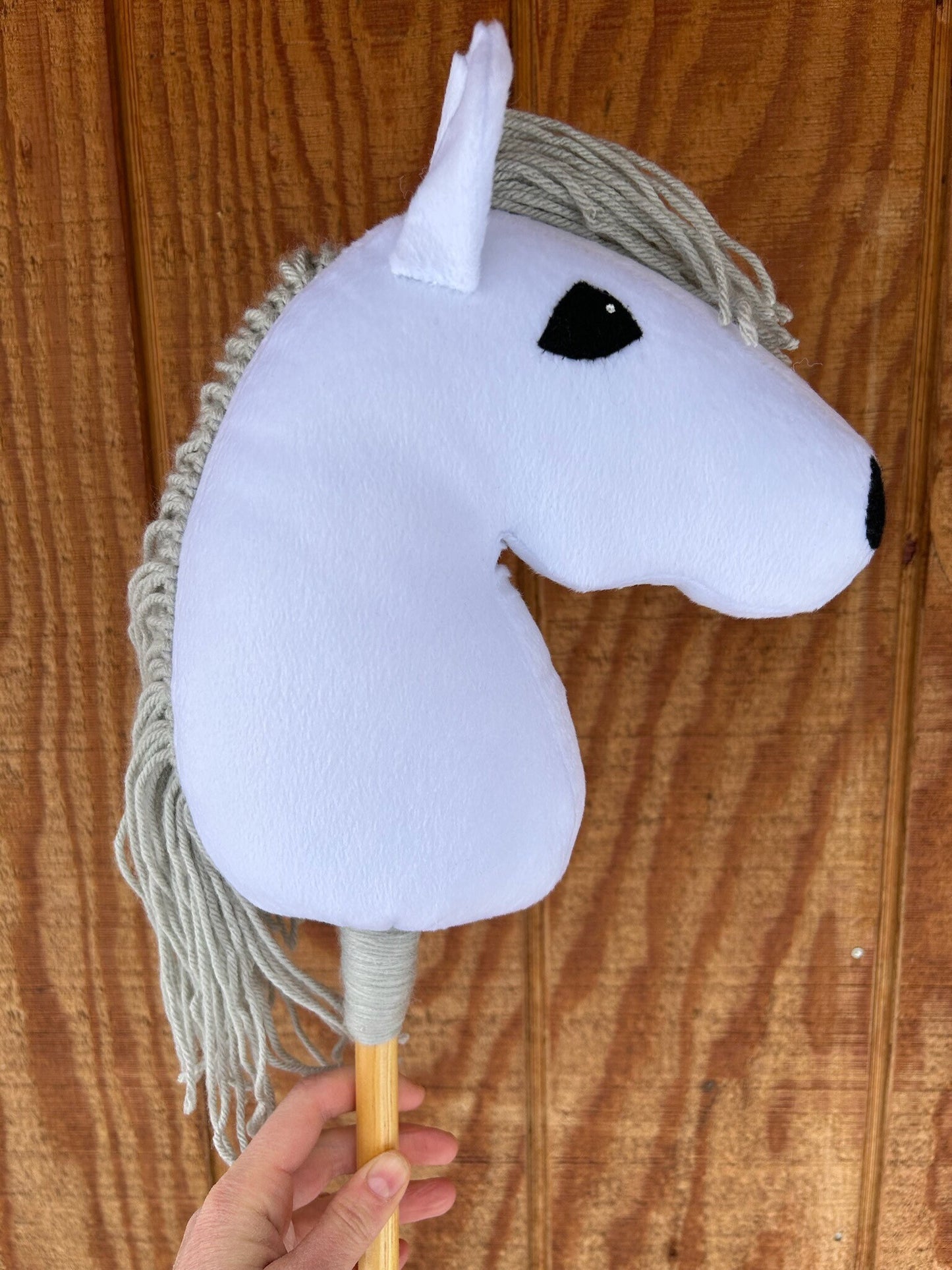 Hobby horse mini pony white small mascot, nursery room decoration, small pony, hobby horse small, stick horse, gift for horse lover