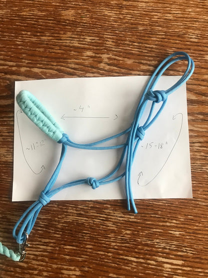 Rope halter and lead rope set for hobby horse light blue and turquoise, hobby horse tack set, hobby horse accessories
