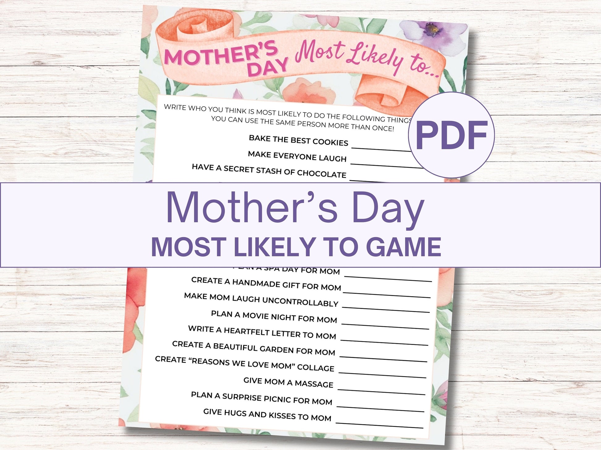 Mother's Day Most Likely to Game, Mother's Day Activity, Mother's Day Family Game, Mom Appreciation Game