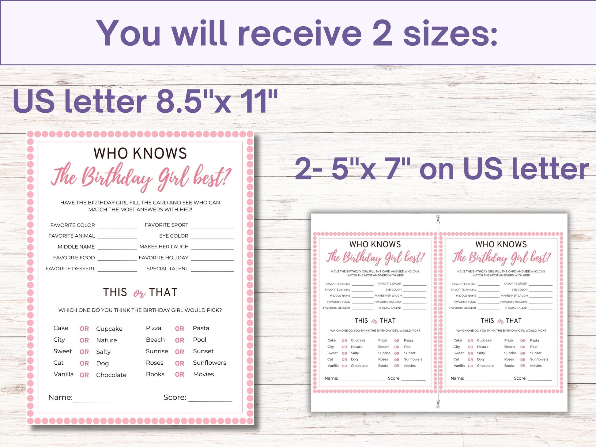 Printable Who Knows The Birthday Girl Best Game, How Well Do You Know The Birthday Girl, Who Knows Her Best Printable, Teen Birthday Games