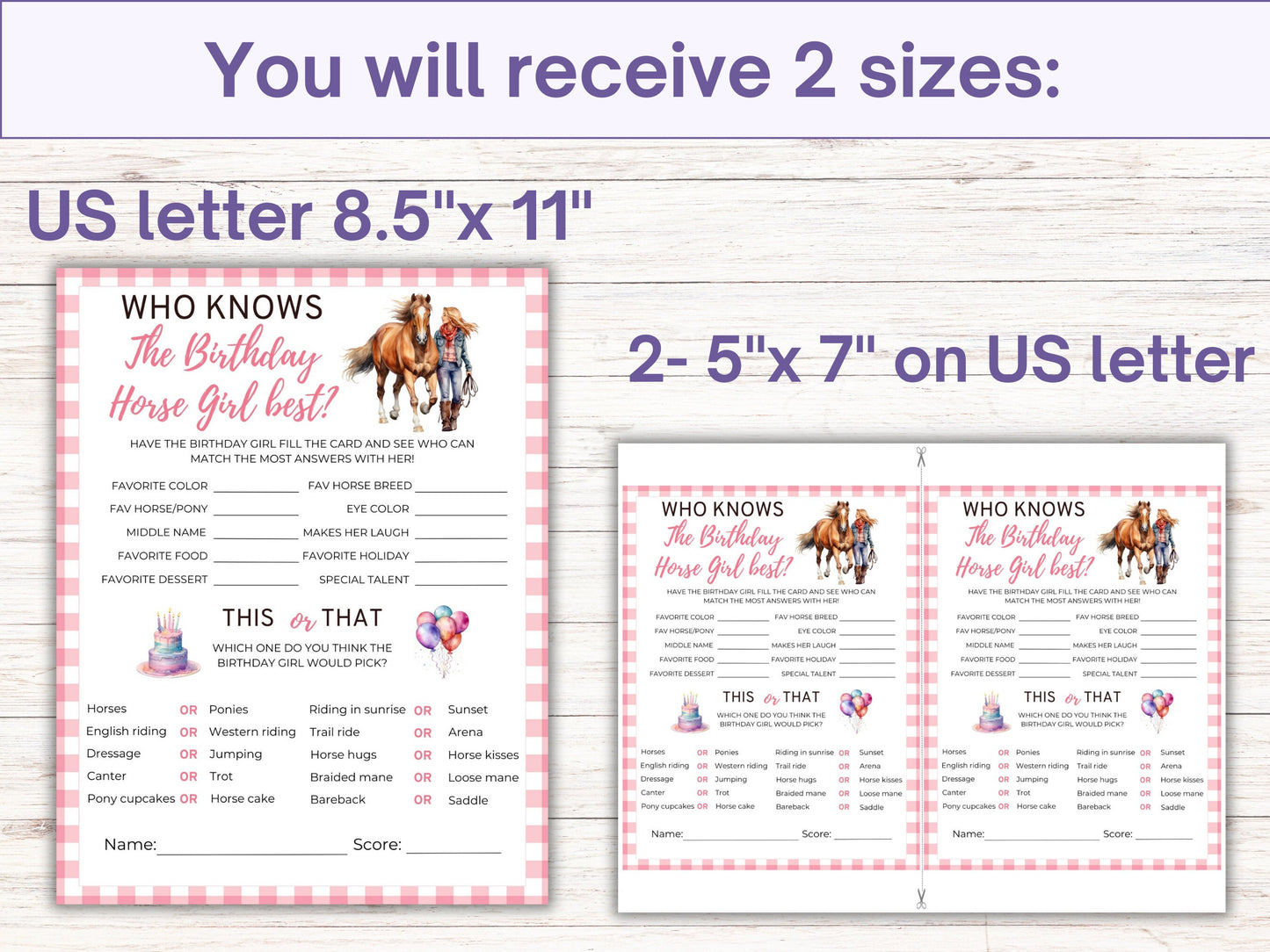 Printable Who Knows The Birthday Horse Girl Best Game, How Well Do You Know The Birthday Girl, Horse Birthday Party Game, Equestrian Party